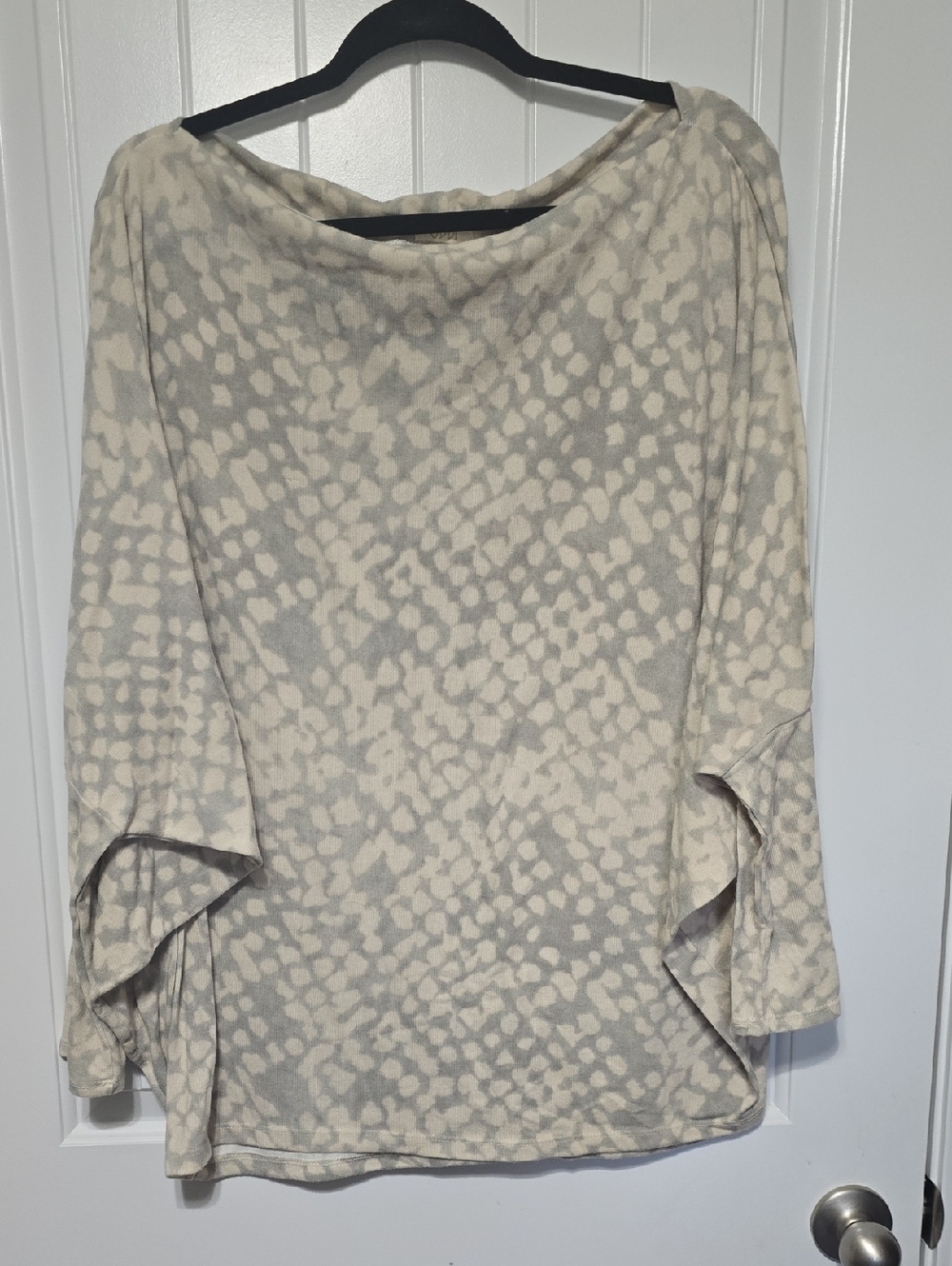 ODDY Beige and Cream Boatneck Tunic with Subtle Spot Print